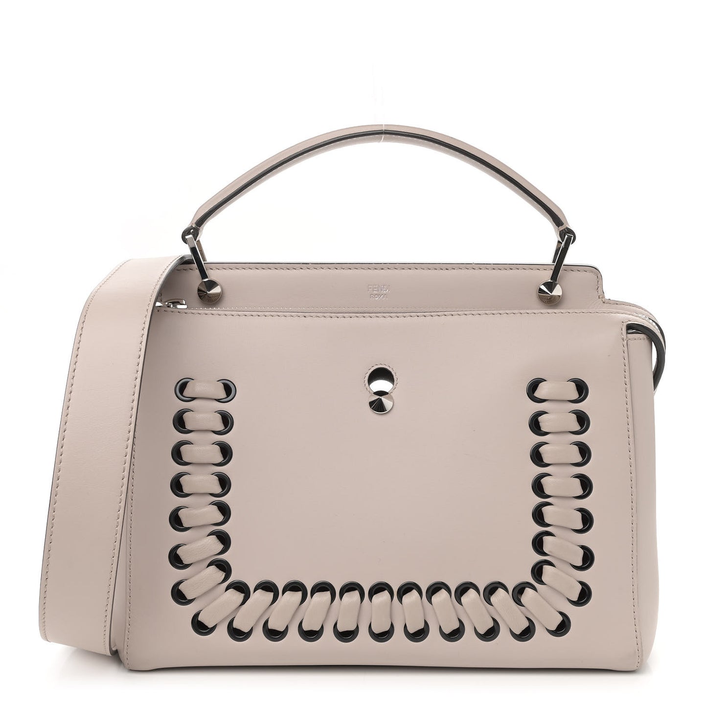 Vitello Baltico Dolce Shiny Nappa Lace Up DotCom Satchel Grigio Polvere