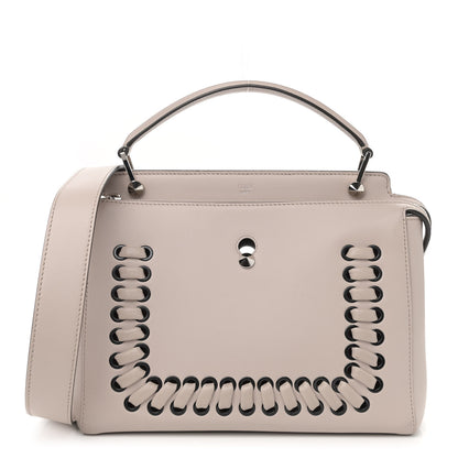 Fendi Vitello Baltico Dolce Shiny Nappa Lace Up DotCom Satchel Grigio Polvere 1 of 16