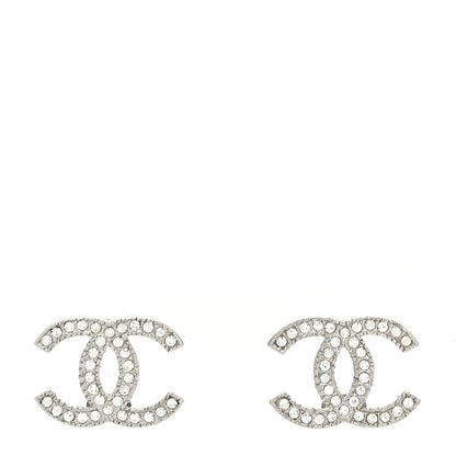 Chanel Crystal CC Earrings Silver 1 of 4