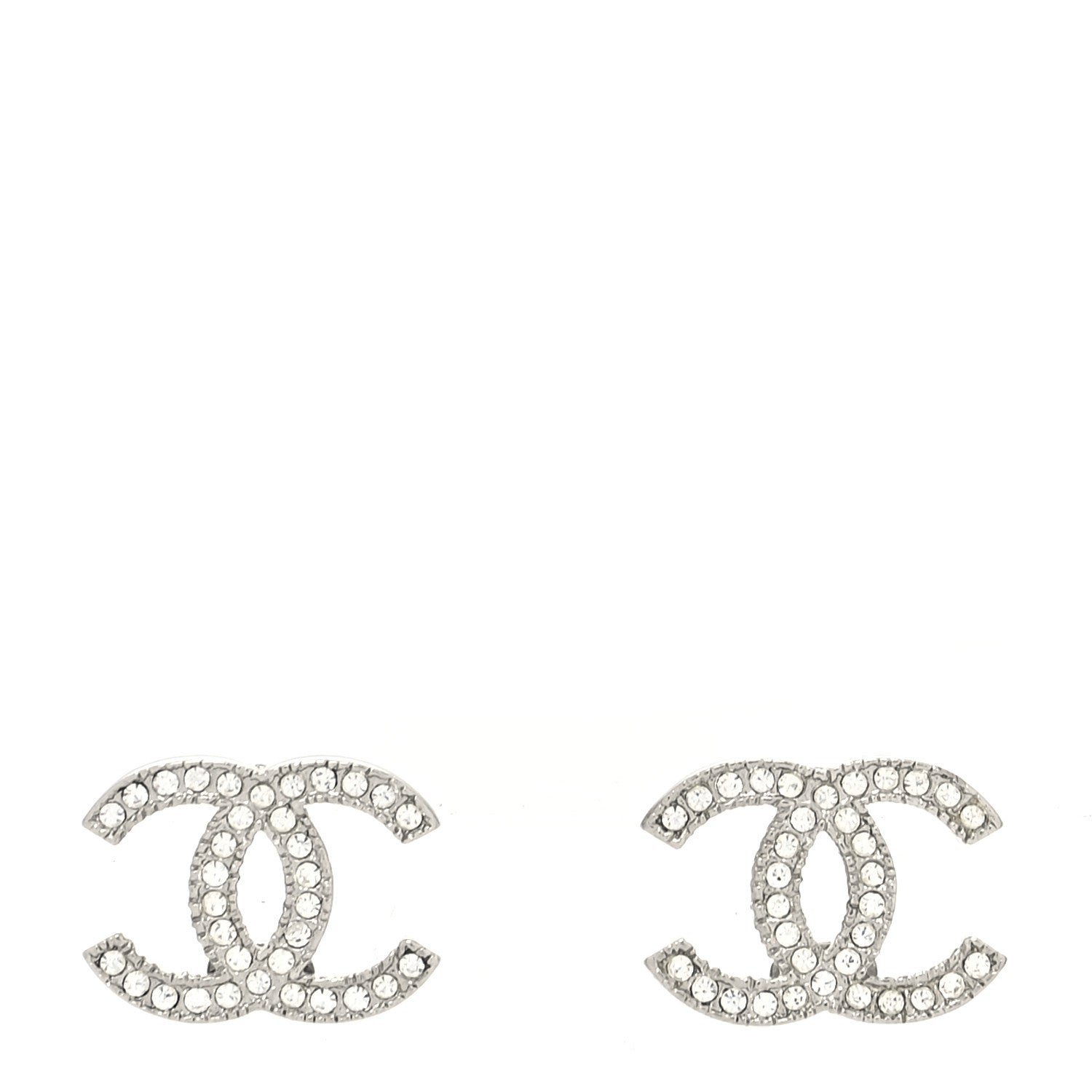 Chanel Crystal CC Earrings Silver 1 of 4