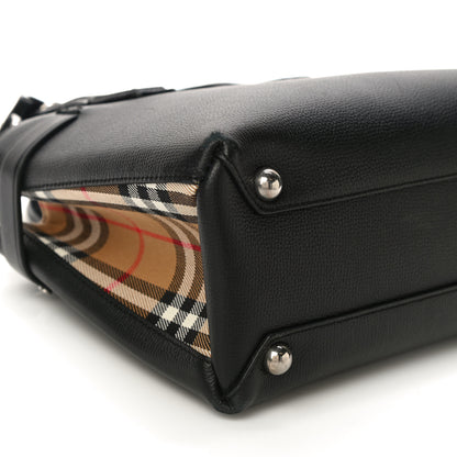 Burberry Grainy Calfskin House Check Small Banner Tote Black 8 of 19