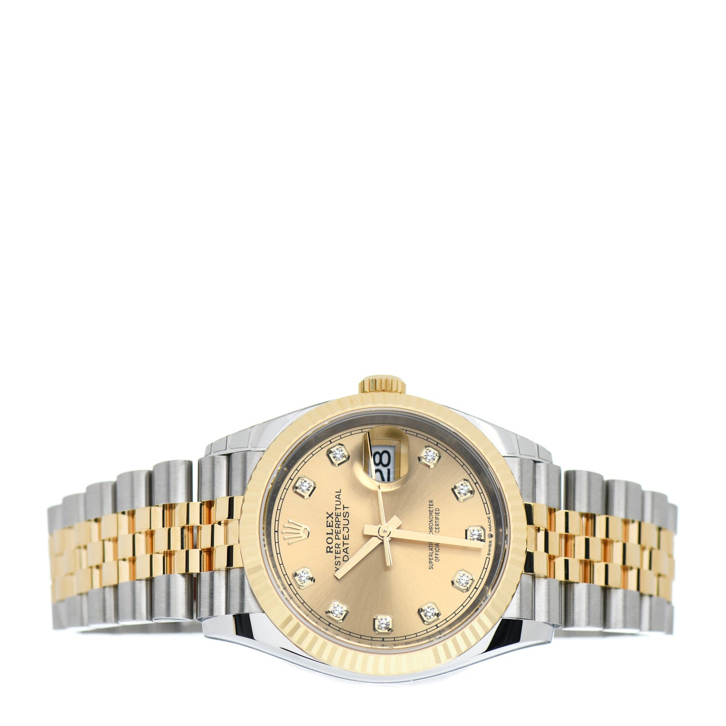 Stainless Steel 18K Yellow Gold Diamond 36mm Oyster Perpetual Datejust Watch Champagne 126233