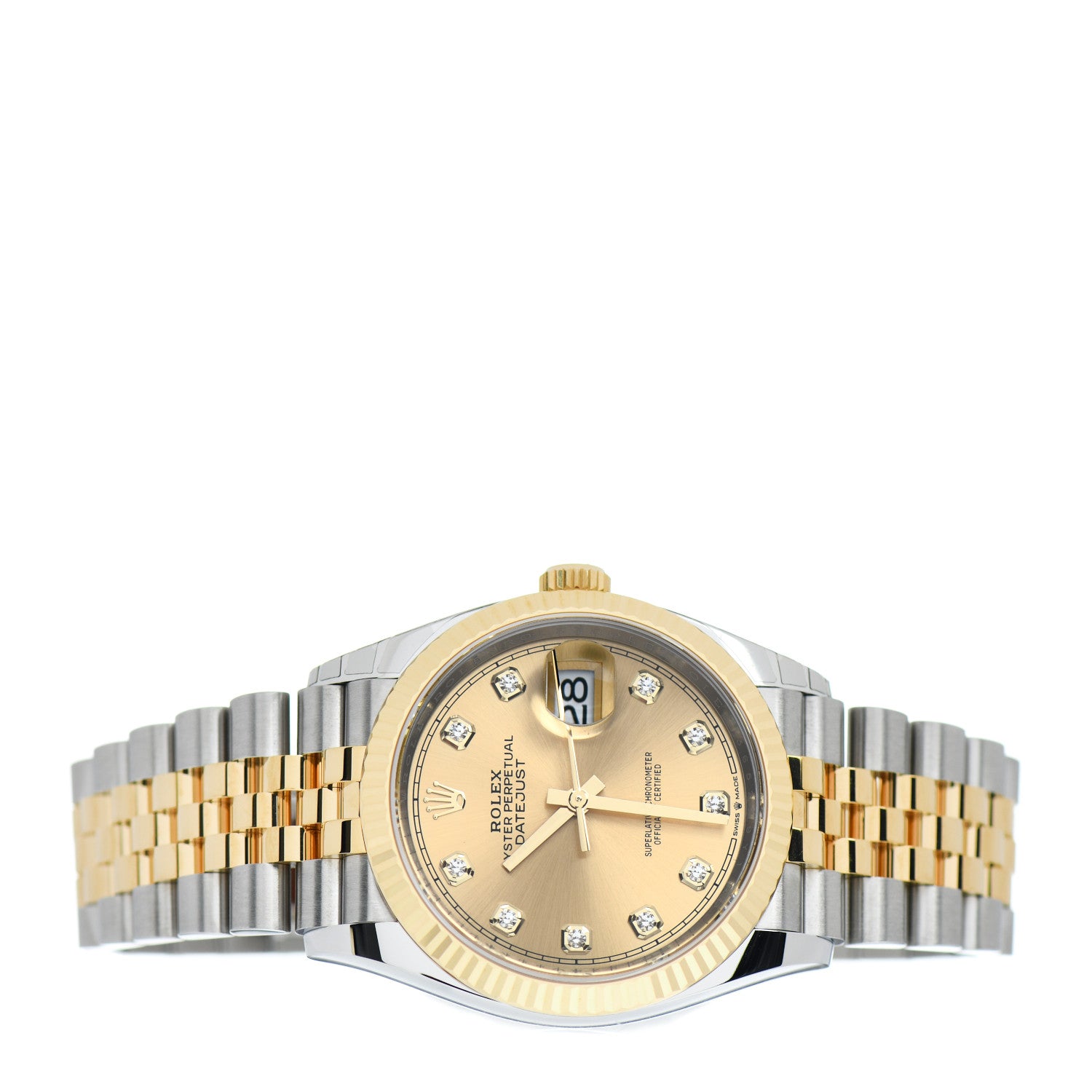 Rolex Stainless Steel 18K Yellow Gold Diamond 36mm Oyster Perpetual Datejust Watch Champagne 126233 2 of 5