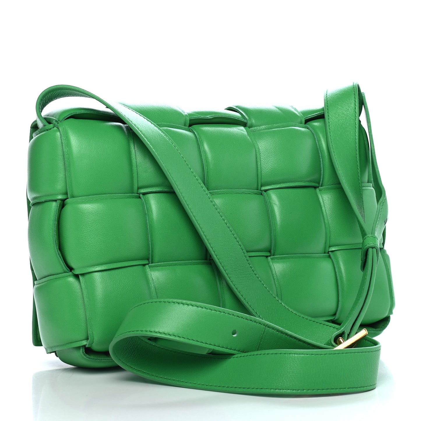 Nappa Maxi Intreccio Padded Cassette Crossbody Bag Grass