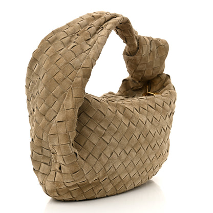 Bottega Veneta Suede Calfskin Intrecciato Teen Jodie Hobo Beige 3 of 10