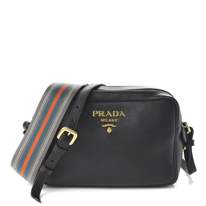 Prada Vitello Daino Medium Double Zip Shoulder Bag Black 1 of 10