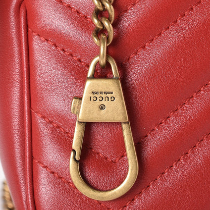 Gucci Calfskin Matelasse Super Mini GG Marmont Shoulder Bag Hibiscus Red 9 of 10