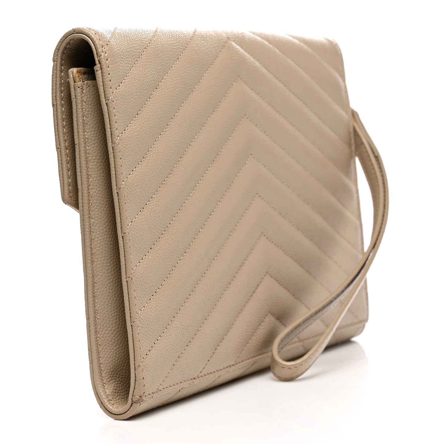 Grain De Poudre Matelasse Chevron Monogram Envelope Clutch Dark Beige