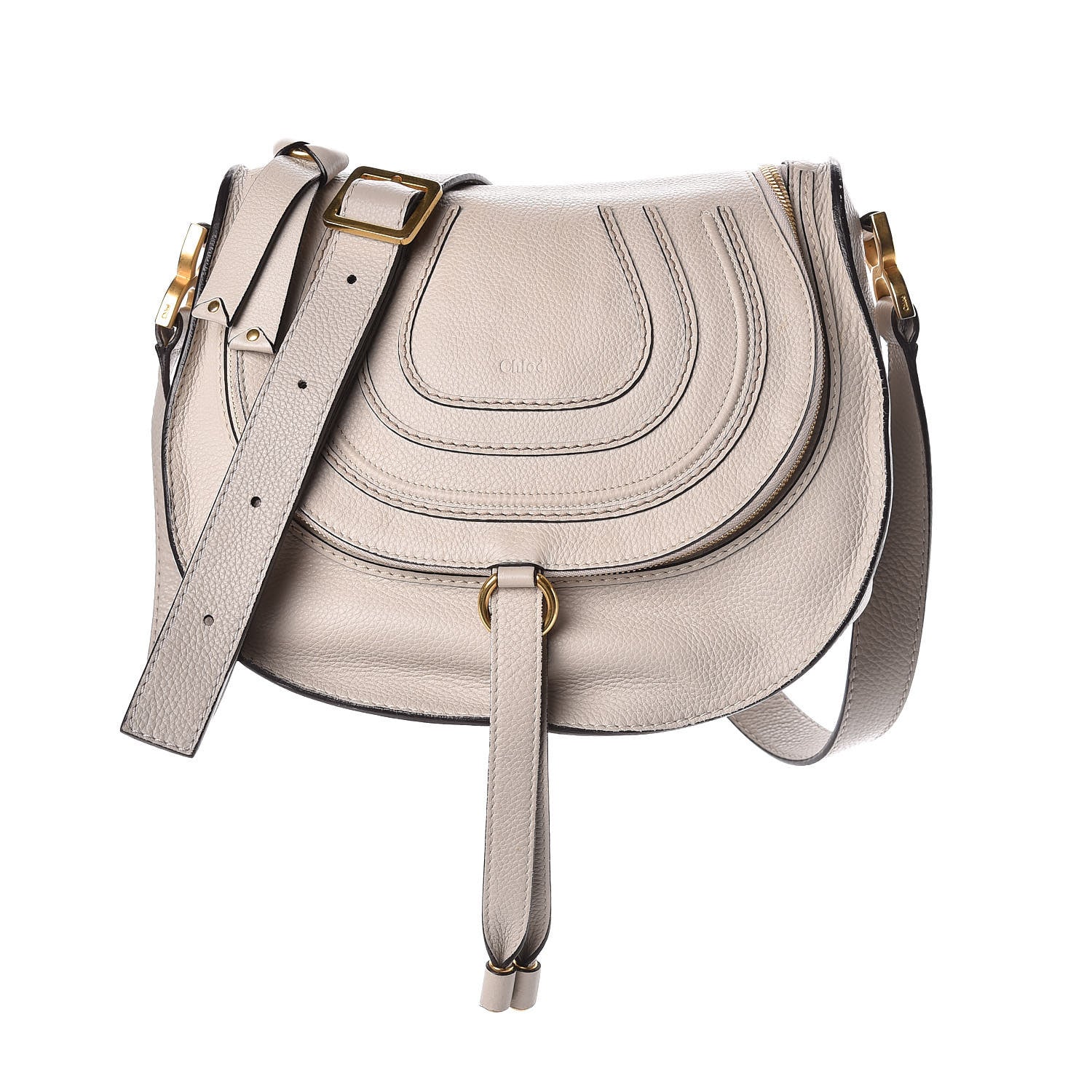 Chloe Calfskin Medium Marcie Round Zip Crossbody Bag Angora Beige 1 of 10