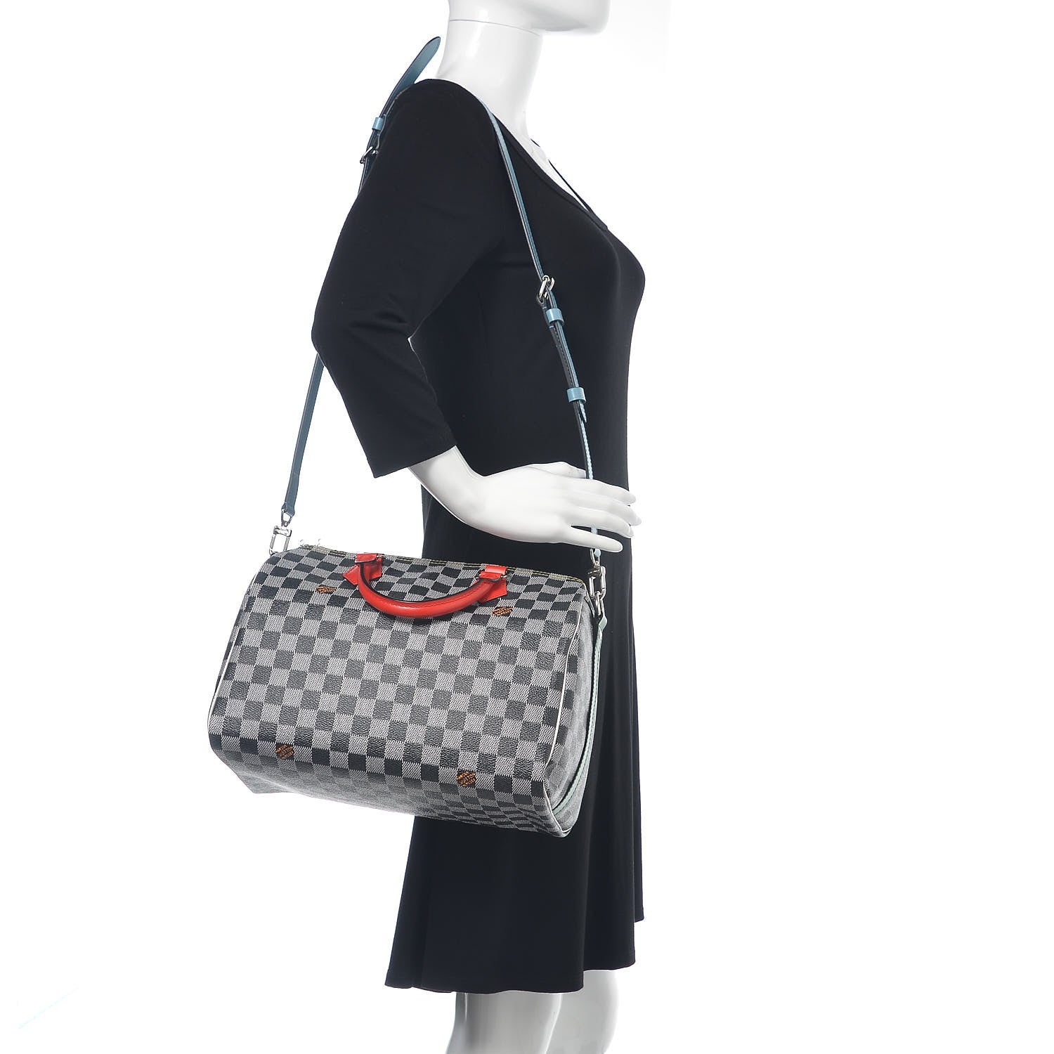 Louis Vuitton Damier Speedy Bandouliere 30 Black White 2 of 9