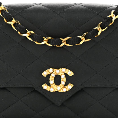 Chanel Satin Quilted Crystal CC Evening Flap Black 8 of 12