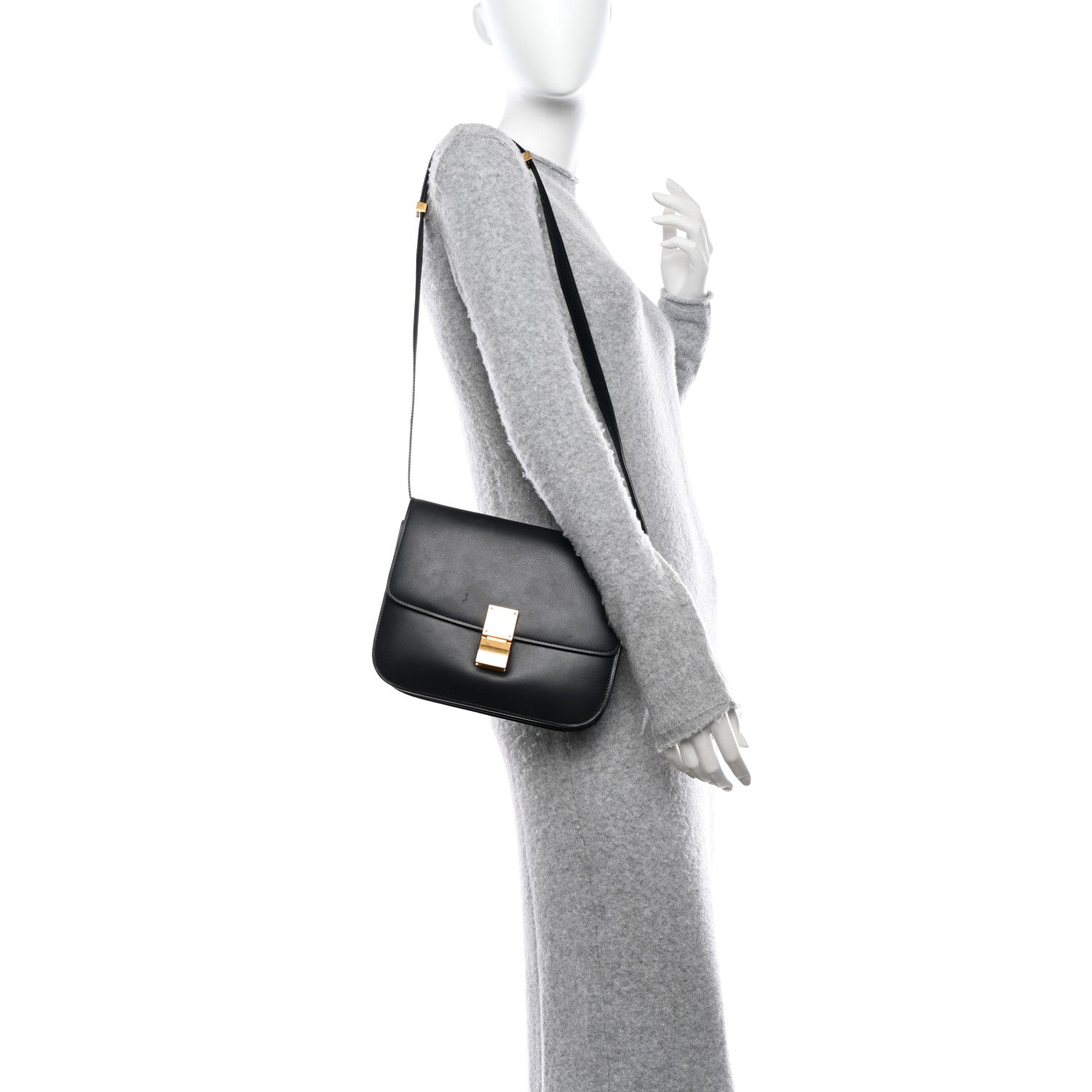 Celine Box Calfskin Medium Classic Box Flap Bag Black 2 of 16