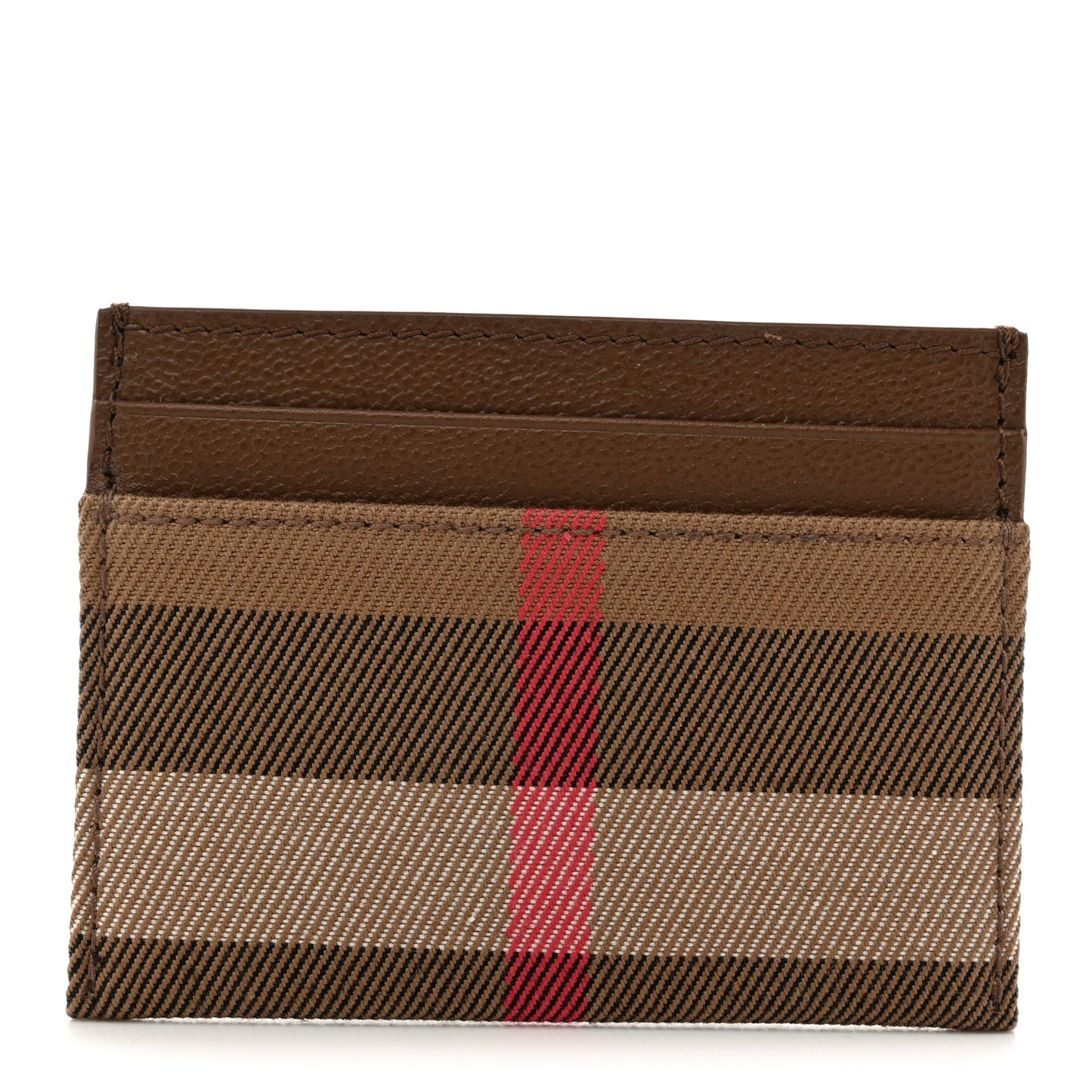 Grainy Calfskin Vintage Check Sandon Card Case Tan