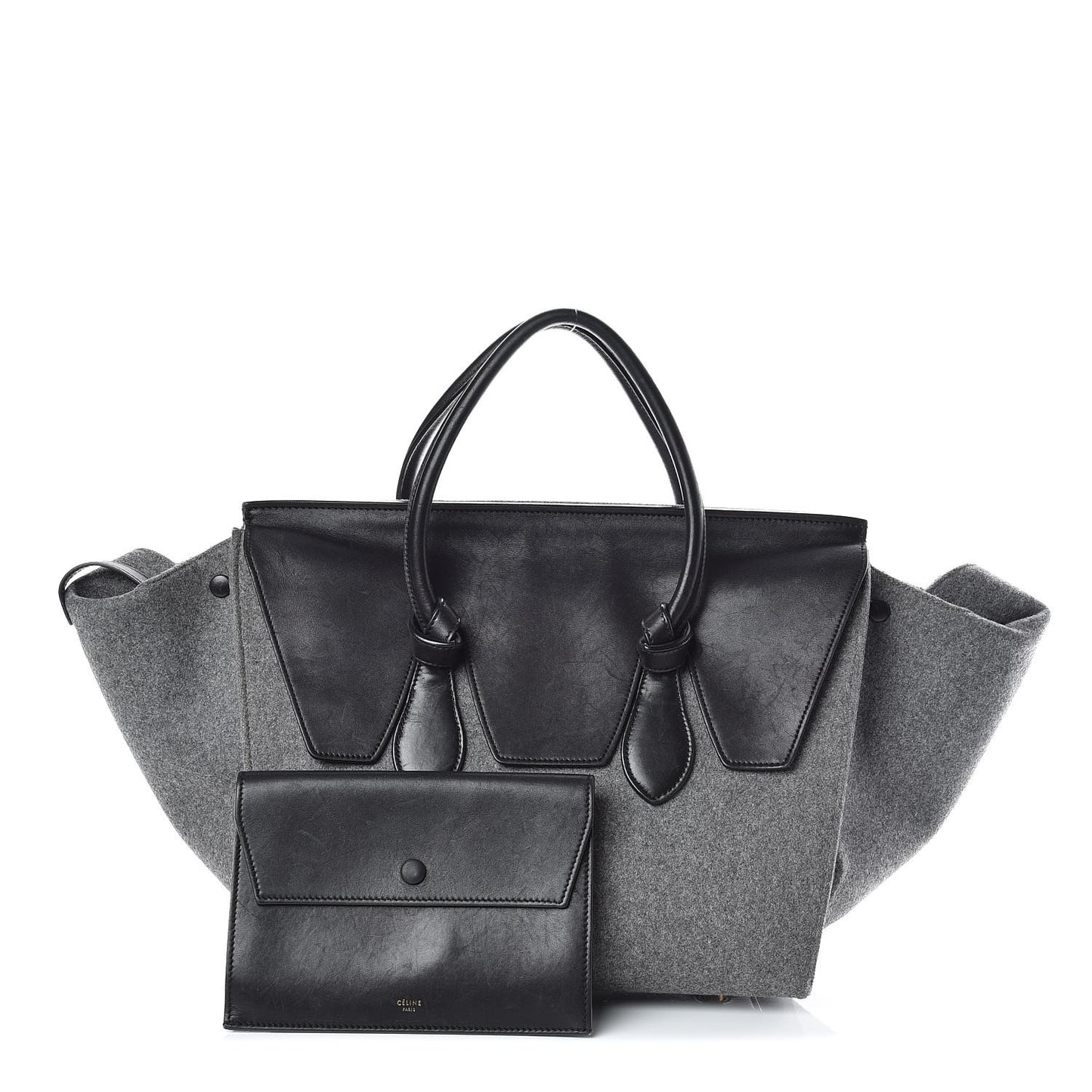 Felt Calfskin Medium Tie Knot Tote Grey Black