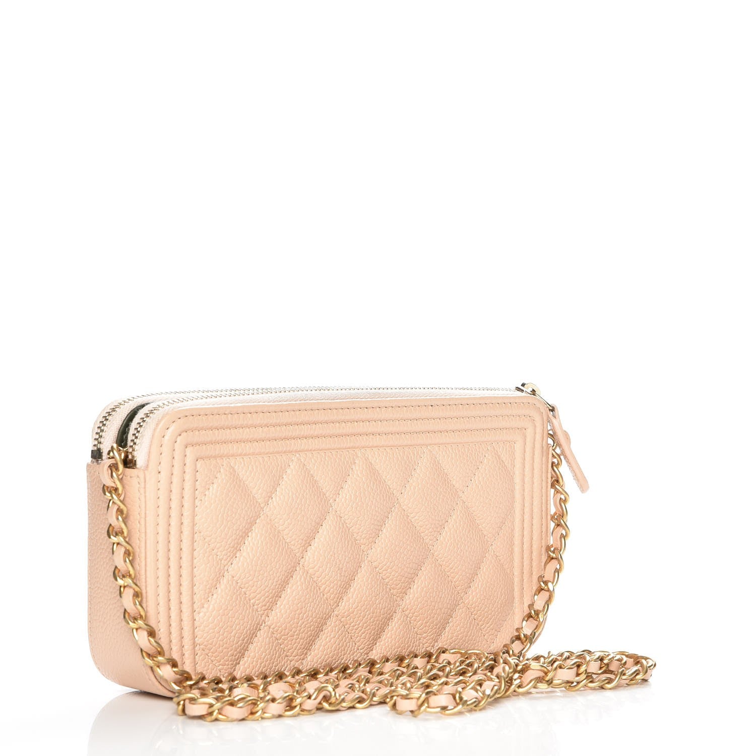 Chanel Caviar Quilted Small Boy Clutch With Chain Beige 3 of 11