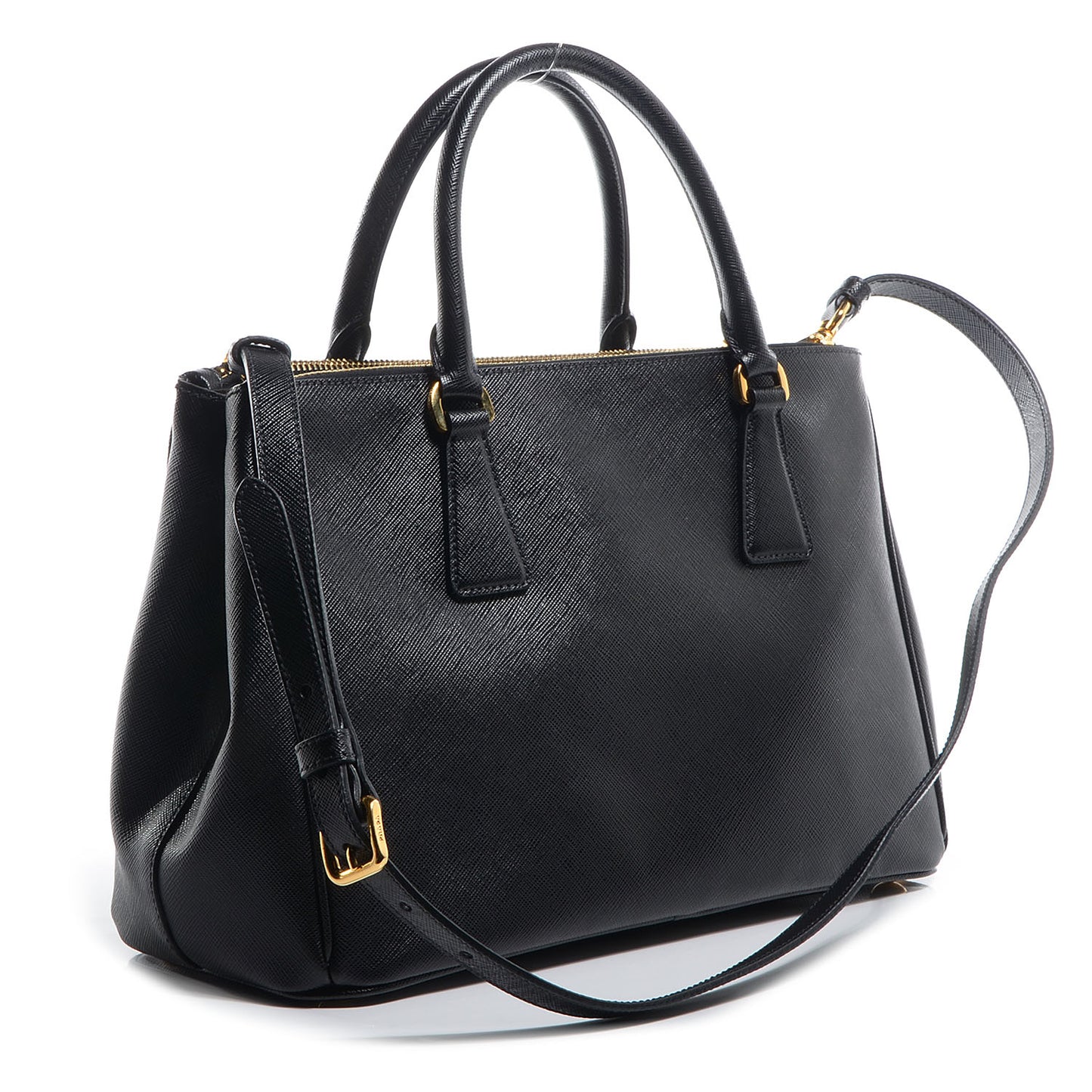 Saffiano Lux Small Double Zip Tote Nero Black