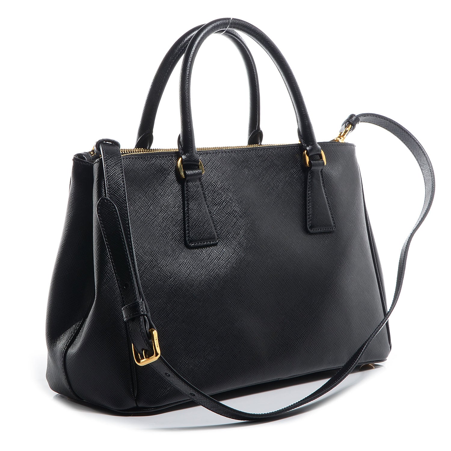 Prada Saffiano Lux Small Double Zip Tote Nero Black 5 of 12