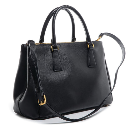 Prada Saffiano Lux Small Double Zip Tote Nero Black 5 of 12