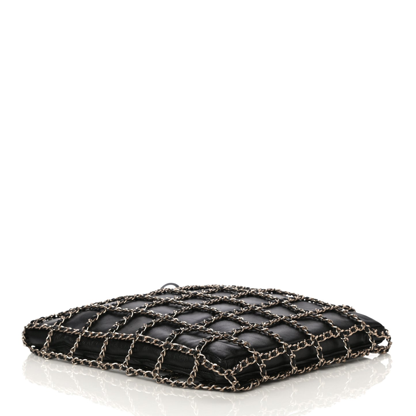 Lambskin Large Shopping Chain Tote Black