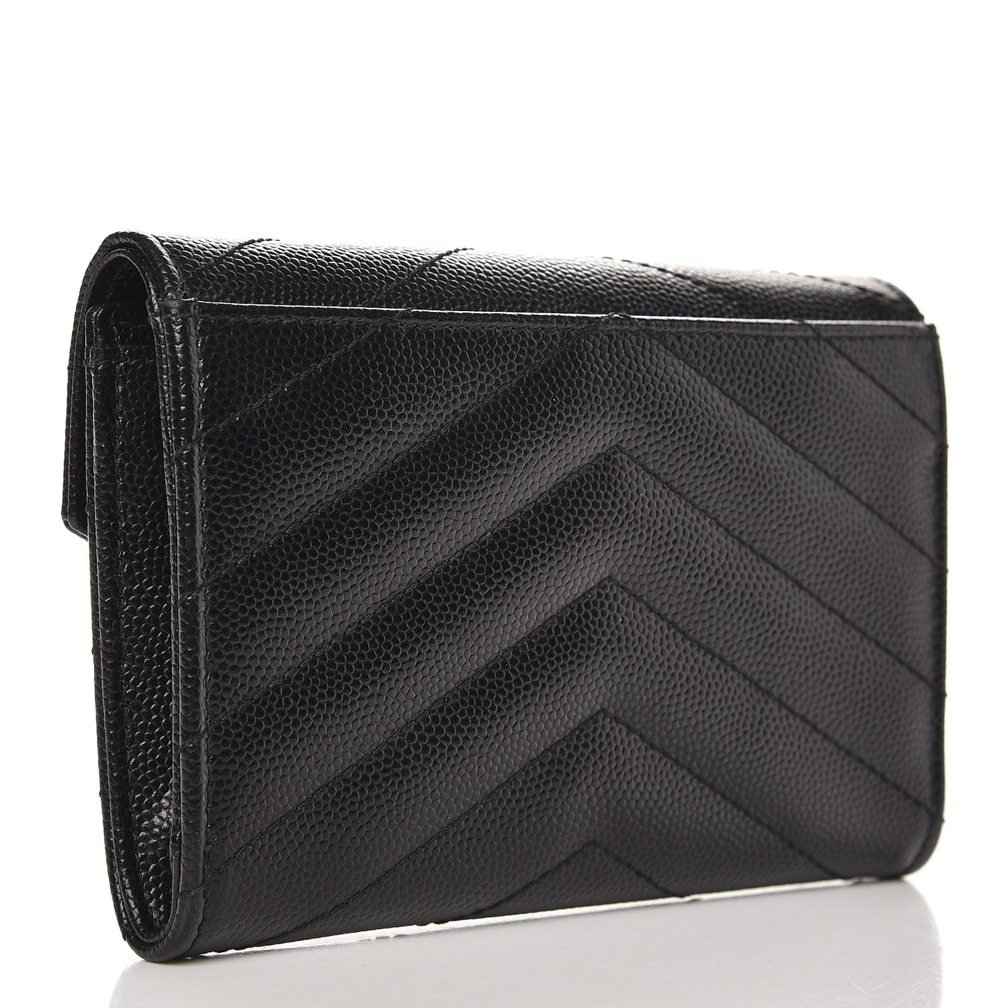 Grain De Poudre Matelasse Chevron Small Monogram Envelope Wallet Black