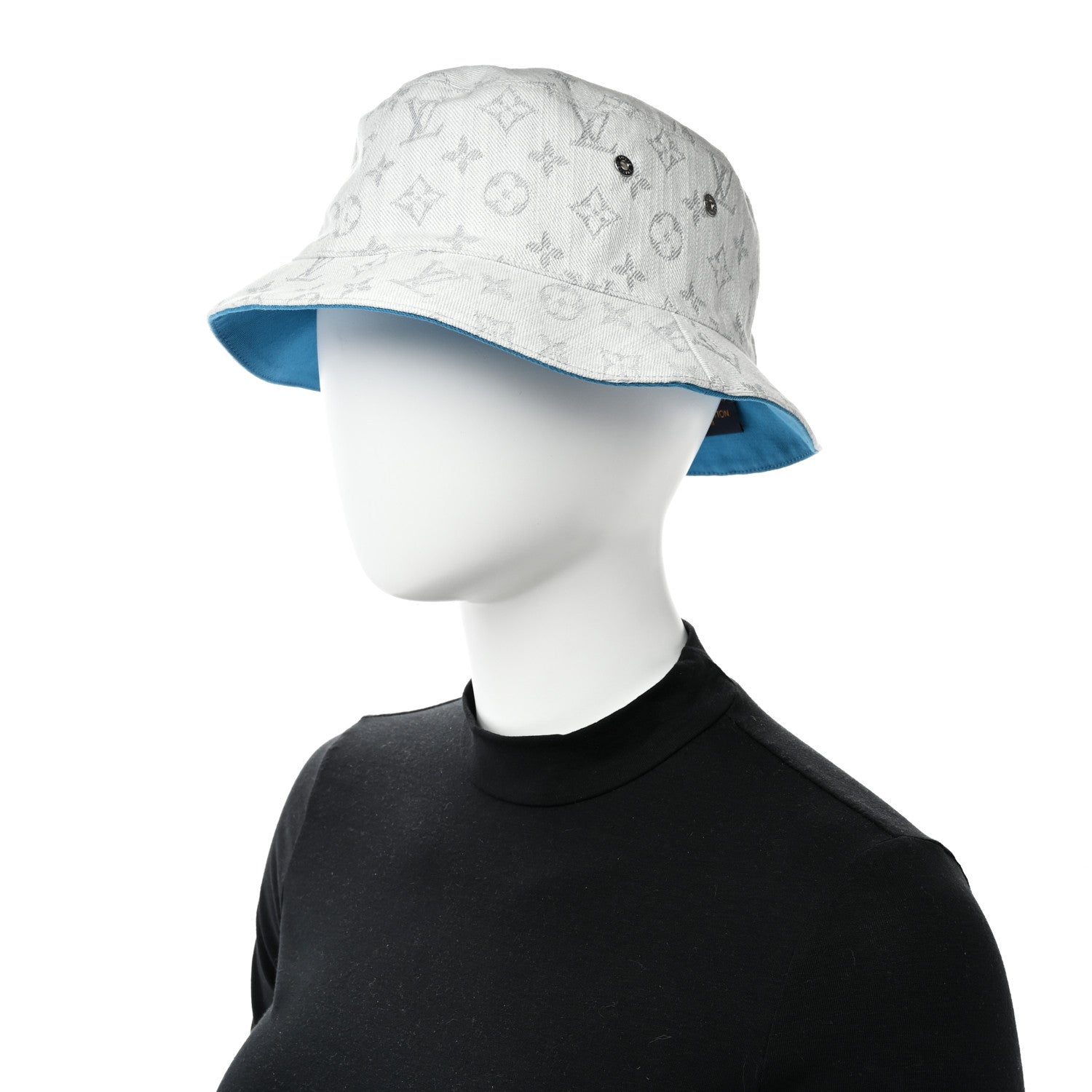 Louis Vuitton Monogram Denim Transformable Bob Bucket Hat 60 White Blue 2 of 14