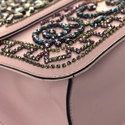 Valentino Garavani Vitello Crystal Embellished Medium Glam Lock Rockstud Flap Poudre 9 of 18