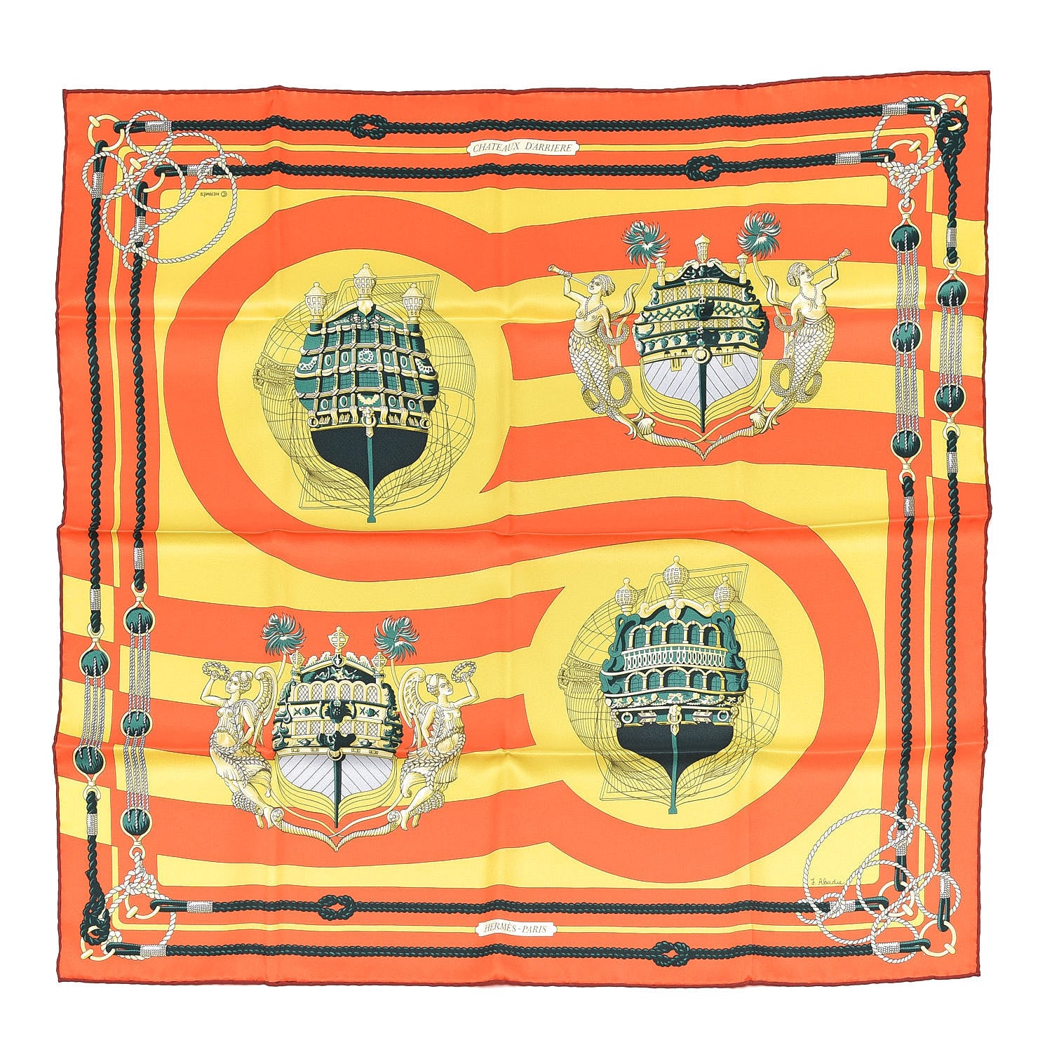 Hermes Silk Chateaux D' Arriere Scarf 70 1 of 5