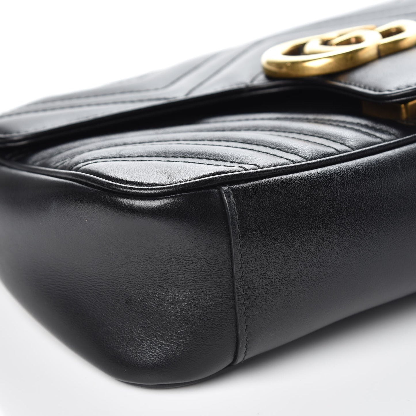 Calfskin Matelasse Small GG Marmont Shoulder Bag Black