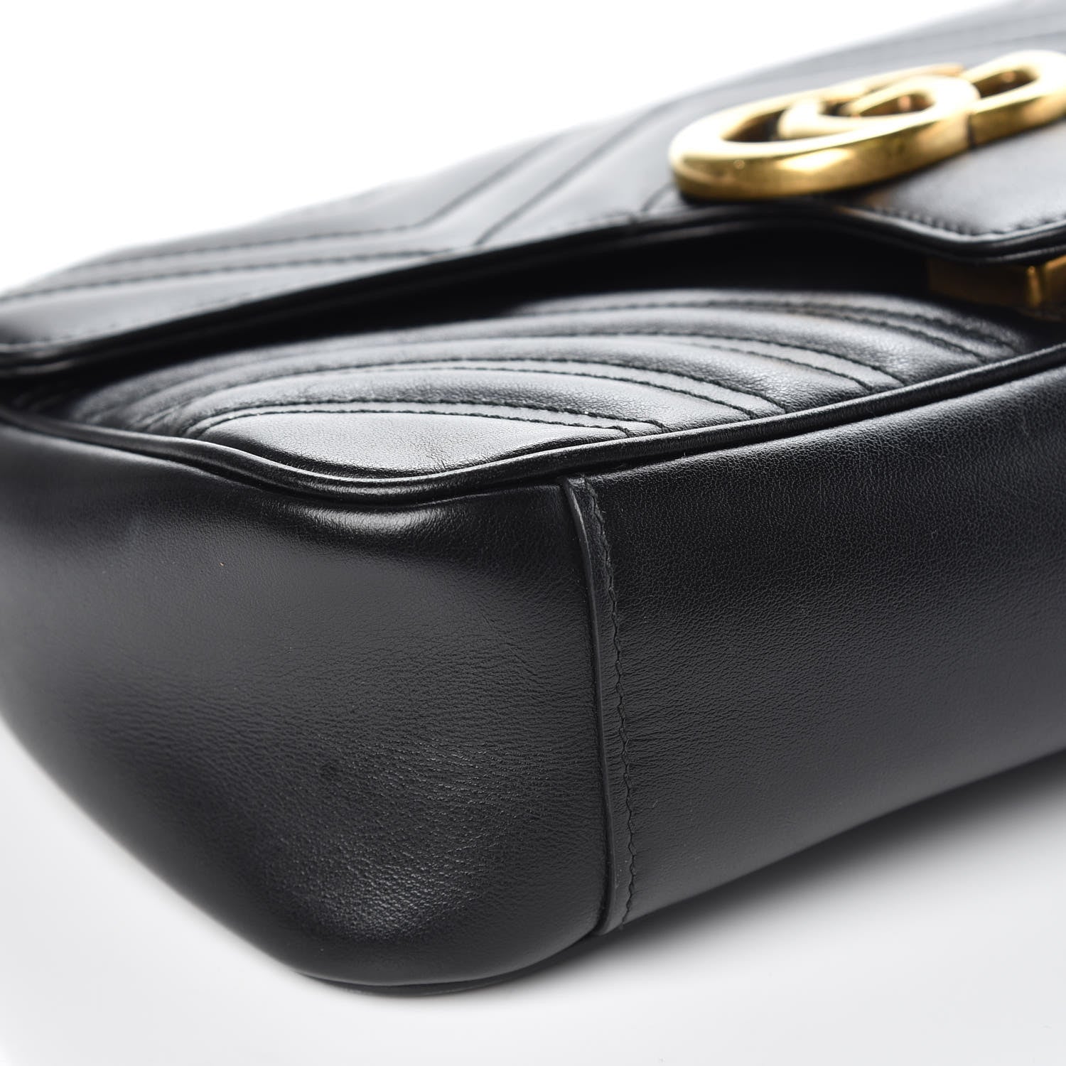 Gucci Calfskin Matelasse Small GG Marmont Shoulder Bag Black 8 of 13