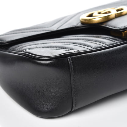 Gucci Calfskin Matelasse Small GG Marmont Shoulder Bag Black 8 of 13