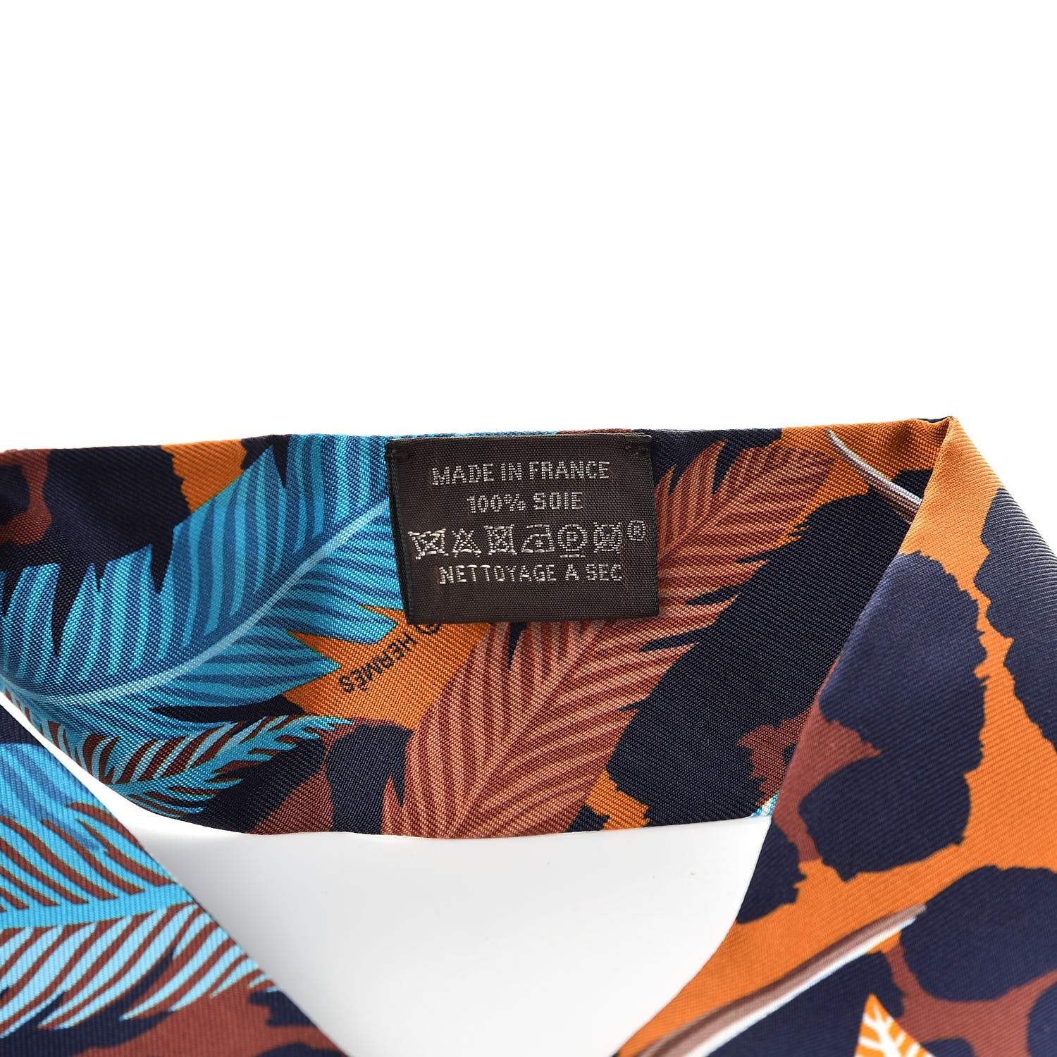 Hermes Silk Jaguar Quetzal Twilly Brun Bleu Orange 3 of 5