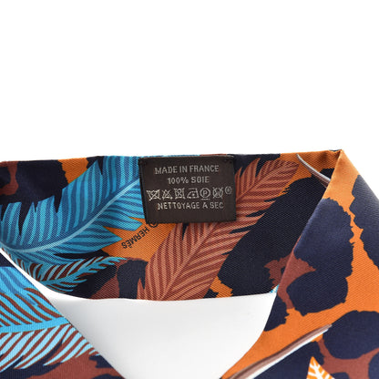 Hermes Silk Jaguar Quetzal Twilly Brun Bleu Orange 3 of 5