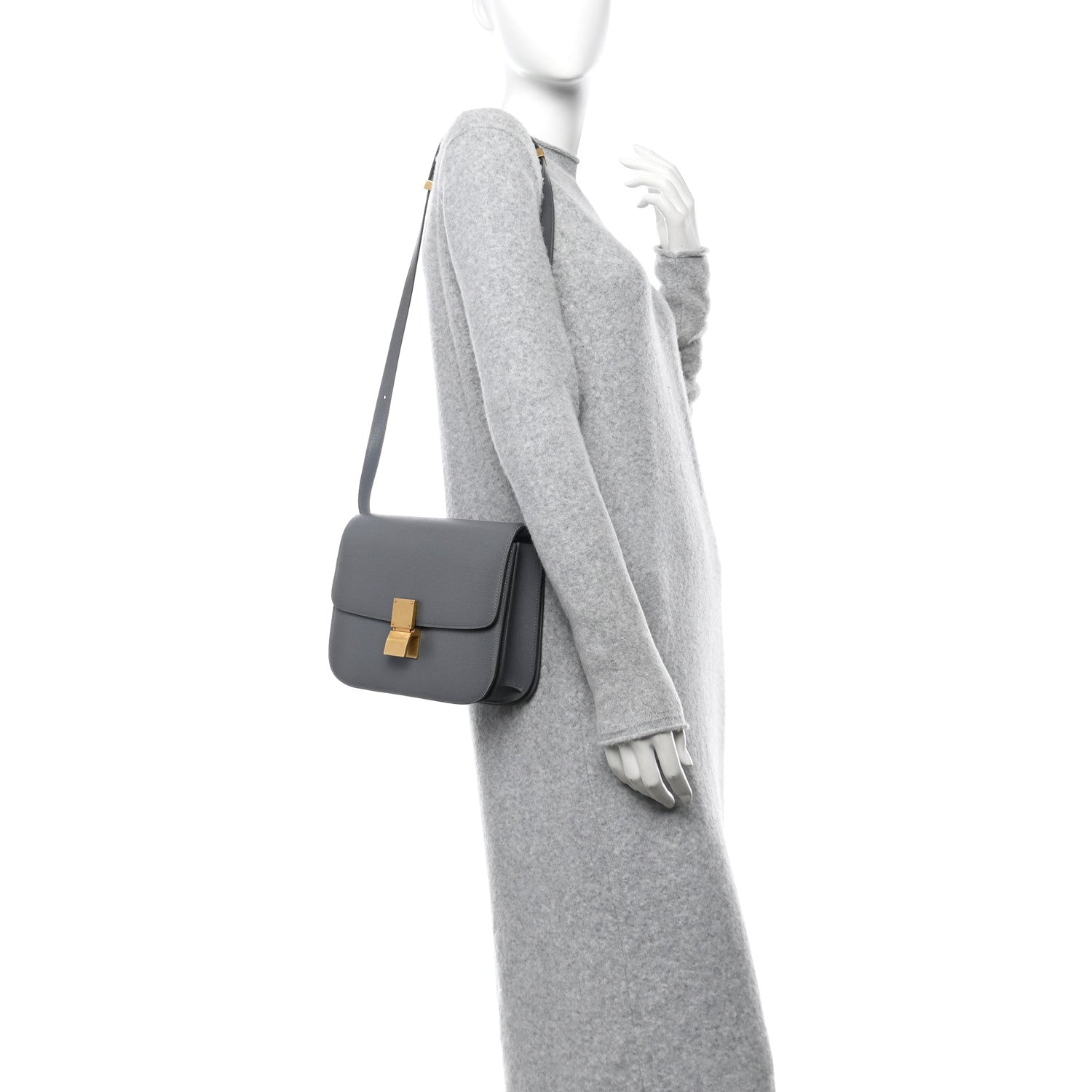 Celine Liege Calfskin Medium Classic Box Flap Bag Grey 2 of 12