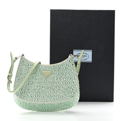 Prada Satin Crystal Cleo Adjustable Strap Shoulder Bag Acqua 11 of 11