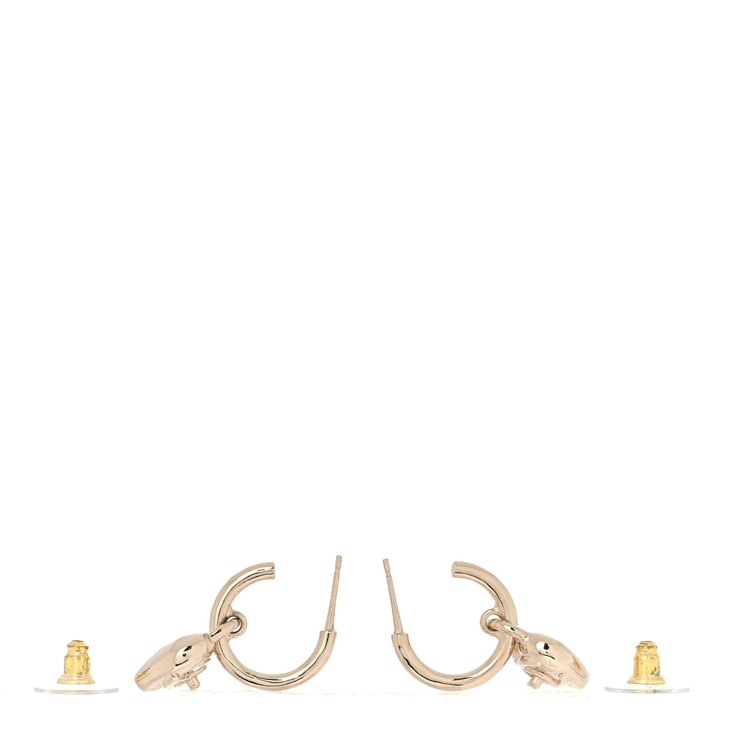 Metal CC Heart Turnlock Drop Earrings Gold