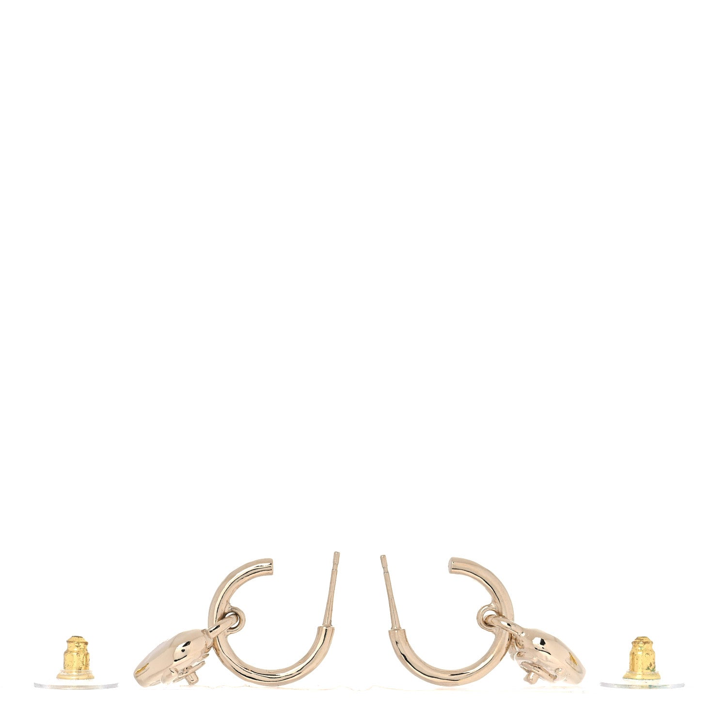 Chanel Metal CC Heart Turnlock Drop Earrings Gold 3 of 5