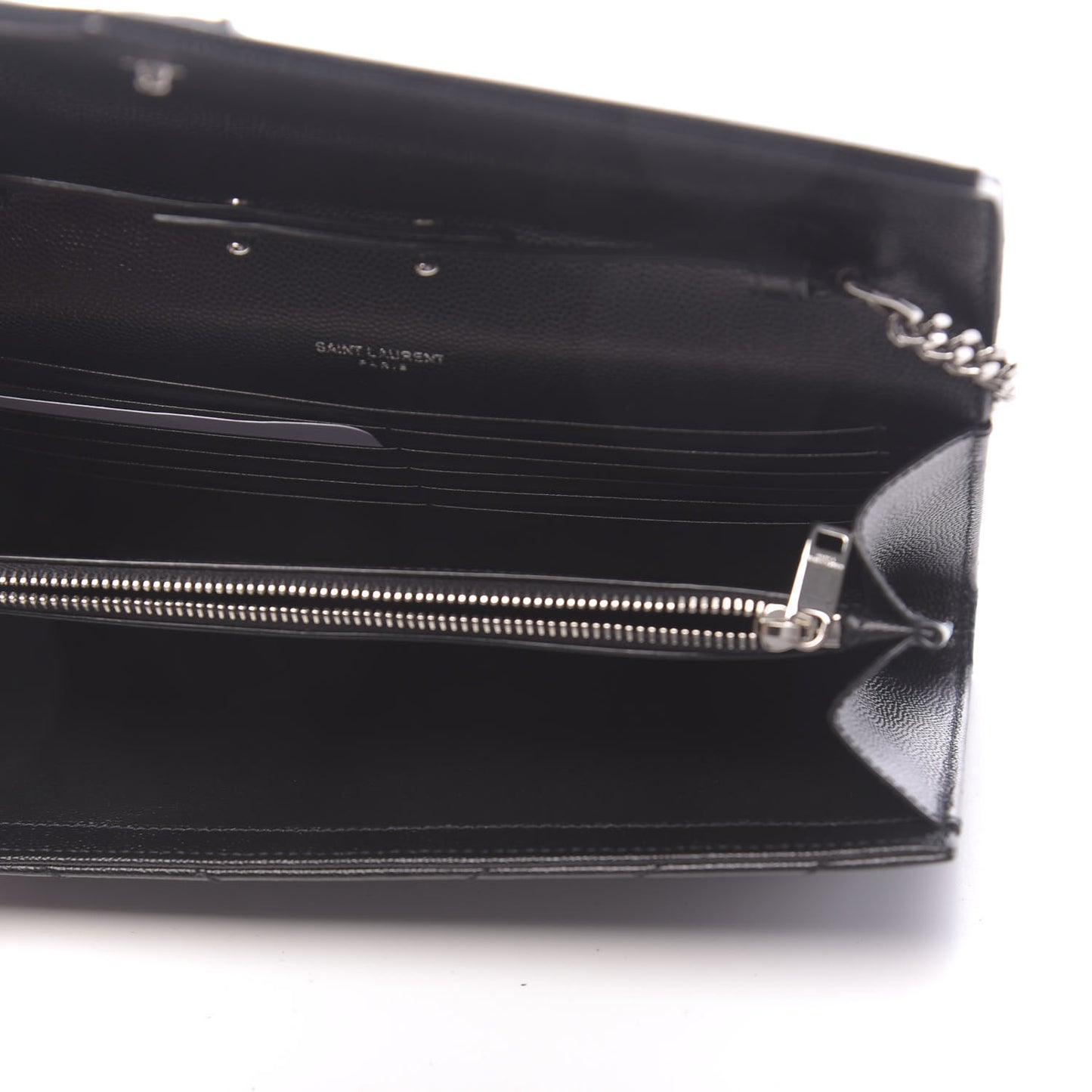 Grain De Poudre Matelasse Chevron Monogram Chain Wallet Black