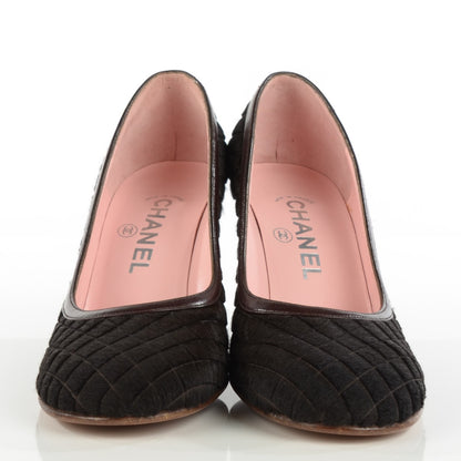 Chanel Ponyhair Quilted Pumps 38 Brown 2 of 7