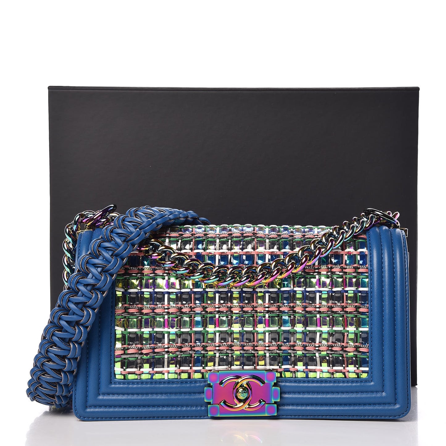 PVC Thread Woven Medium Boy Flap Dark Blue