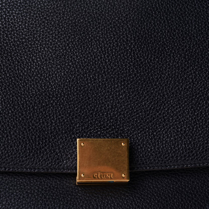 Celine Drummed Calfskin Suede Small Trapeze Navy 9 of 10