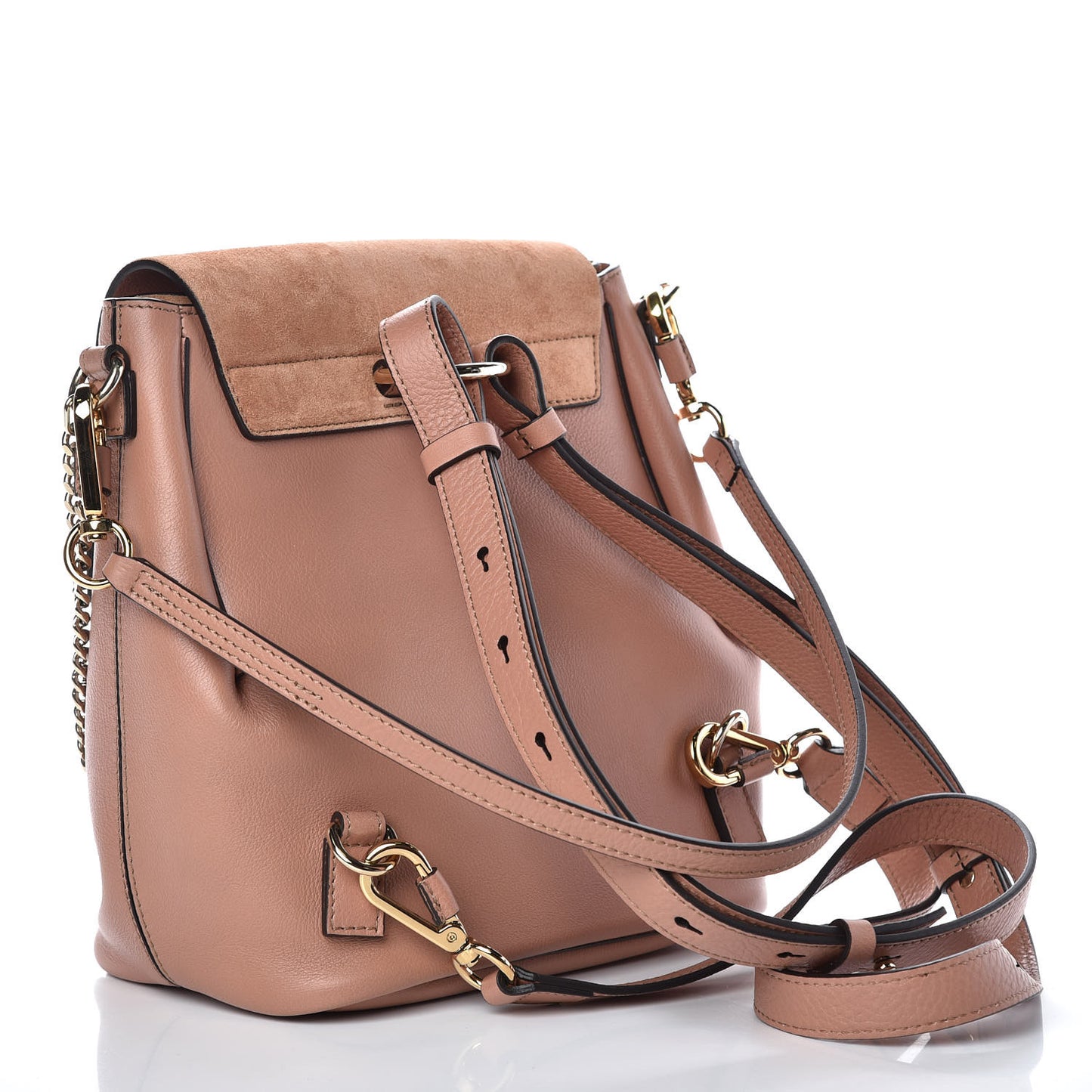 Suede Calfskin Small Faye Backpack Nougat