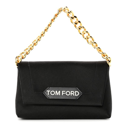 Tom Ford Satin Mini Label Chain Shoulder Bag Black 1 of 11