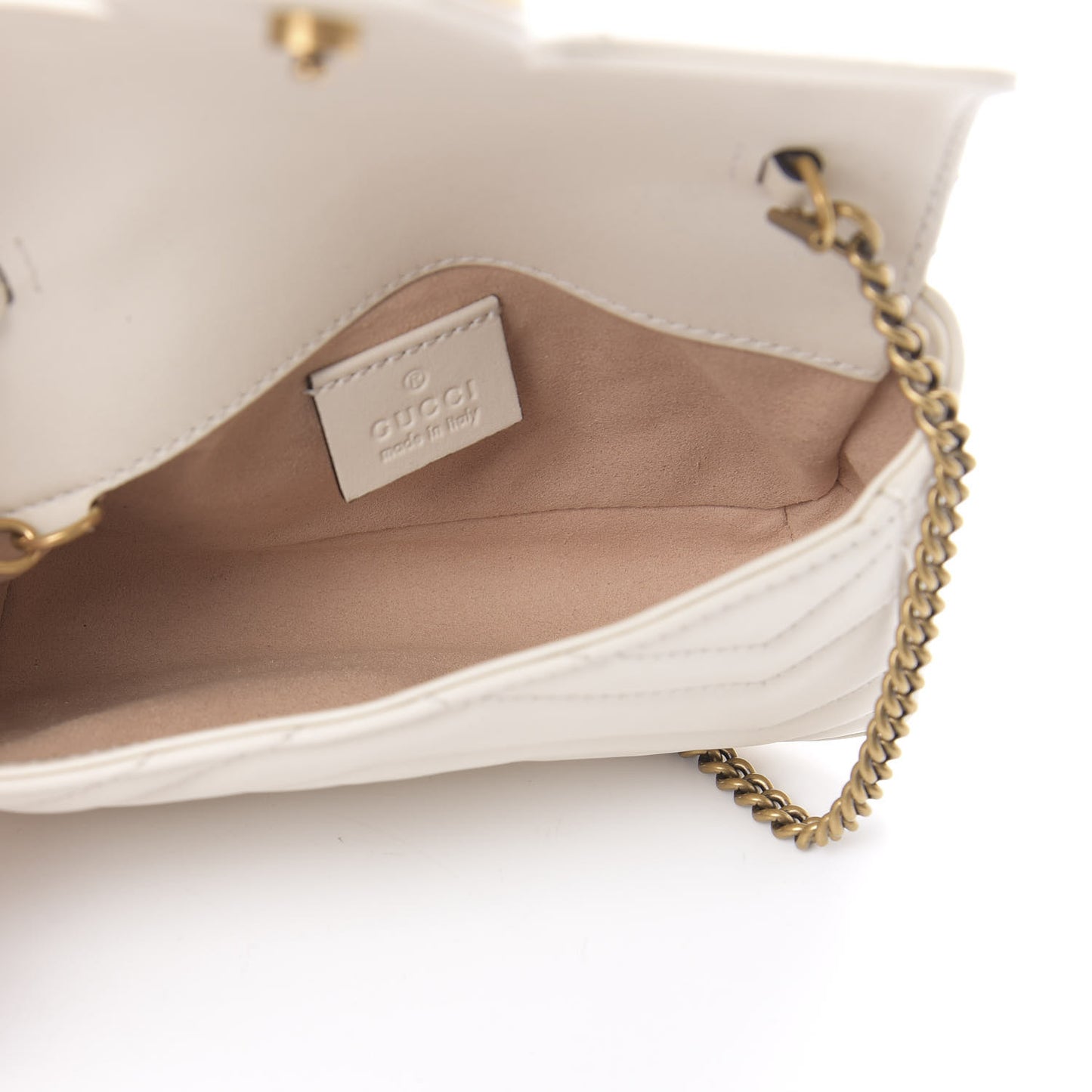 Calfskin Matelasse Super Mini GG Marmont Shoulder Bag White
