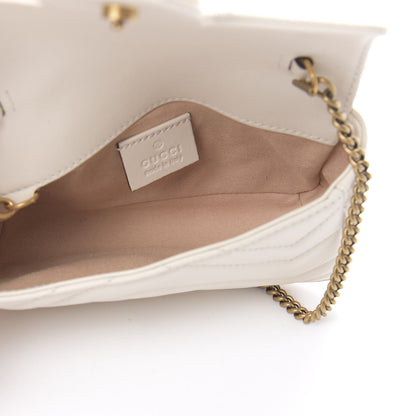 Gucci Calfskin Matelasse Super Mini GG Marmont Shoulder Bag White 5 of 11