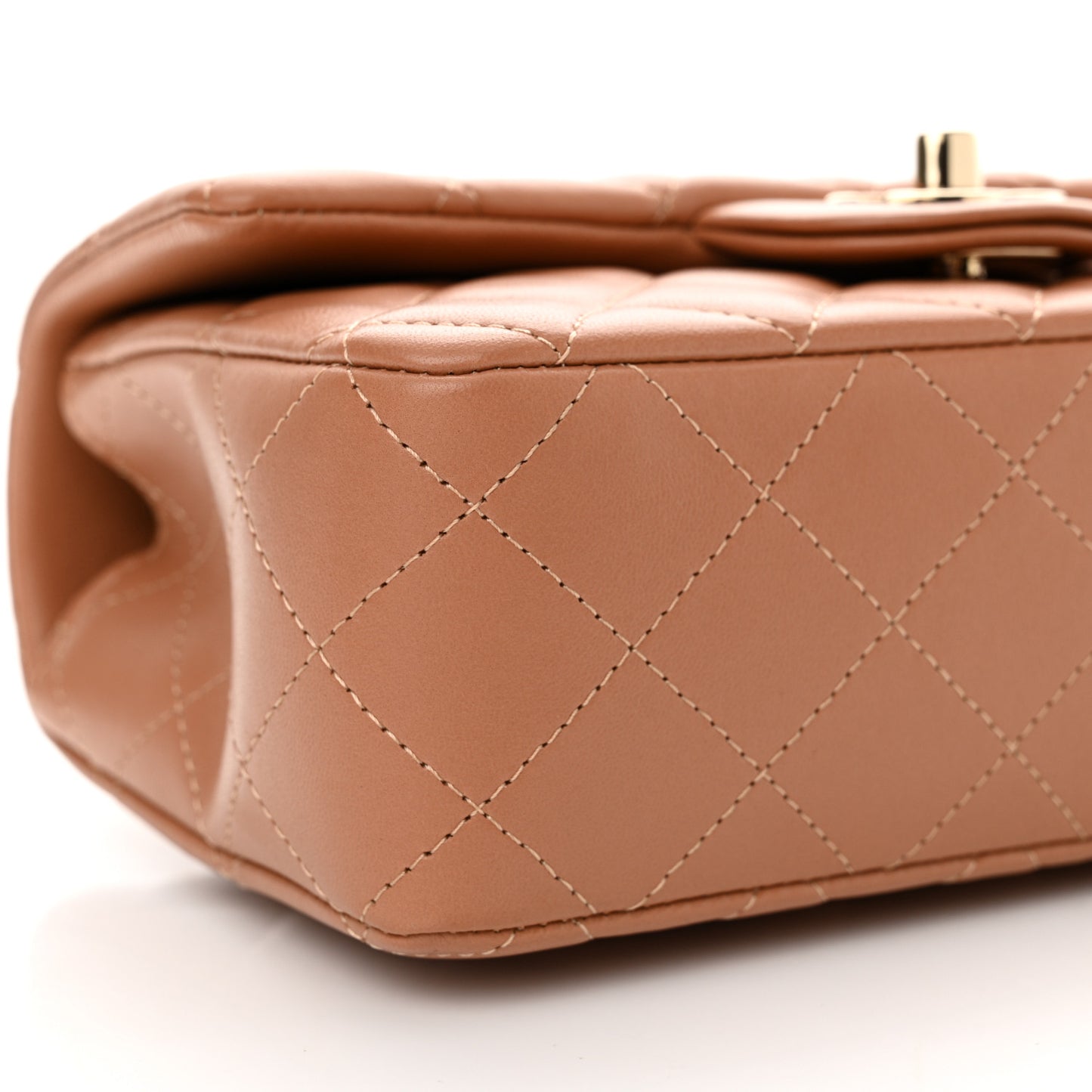 Lambskin Quilted Mini Rectangular Flap Brown
