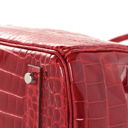 Hermes Shiny Porosus Crocodile Birkin 35 Braise 10 of 13