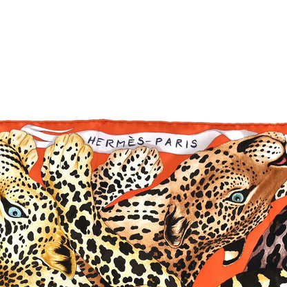 Hermes Silk Twill Lazy Leopardesses Scarf 90 Potiron 3 of 5