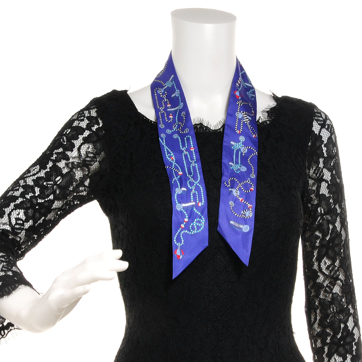 Silk Cordages Twilly Scarf Bleu Klein Turquoise Rouge