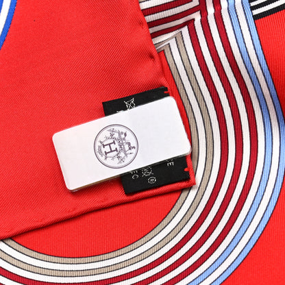 Hermes Silk Circuit 24 Faubourg Chemise Scarf 90 Rouge Vert Multicolor 2 of 5
