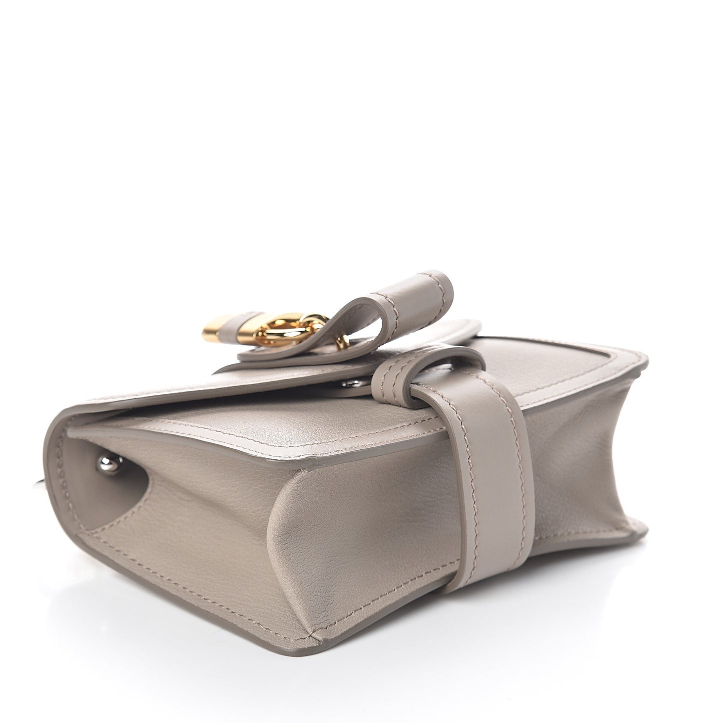 Shiny Goatskin Calfskin Mini Aby Chain Shoulder Bag Motty Grey
